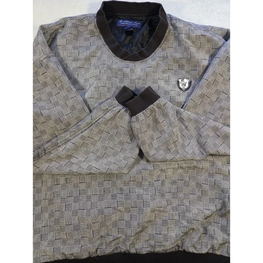 Vintage Mc Adams J Scott Golf Pullover XL Silk Cotton Plaid Sweater